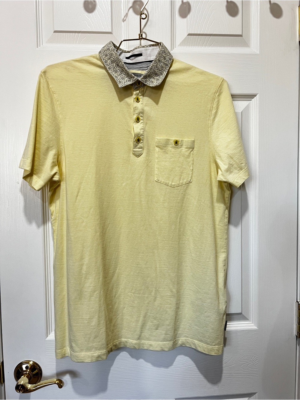 Ted Baker London Polo Size 3 (US-M) Modal Blend Yellow Floral Collar Soft Comfy - Picture 4 of 7